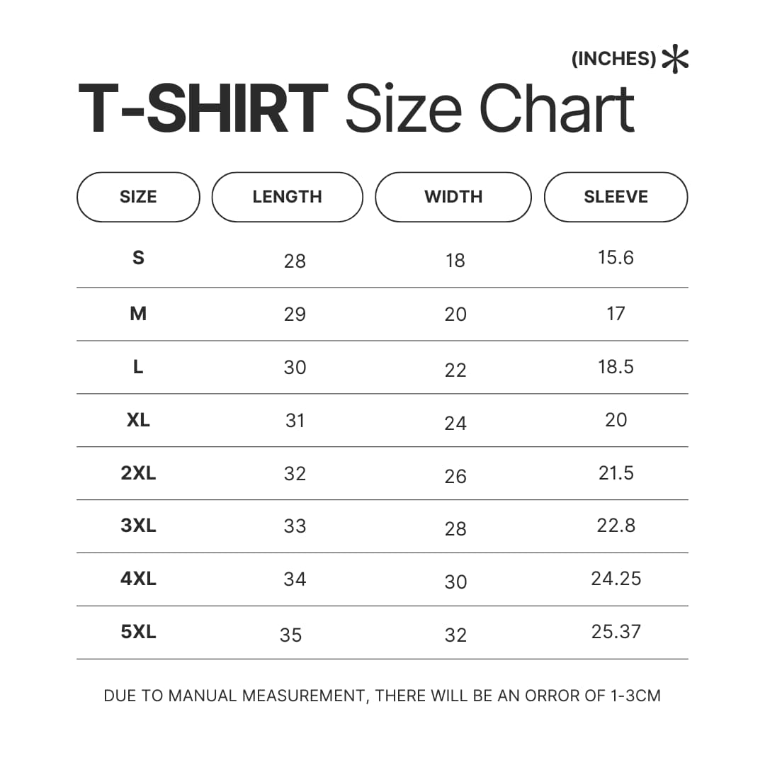 T shirt Size Chart - Morbid Podcast Merch