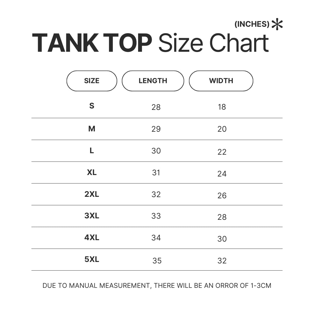 Tank Top Size Chart - Morbid Podcast Merch