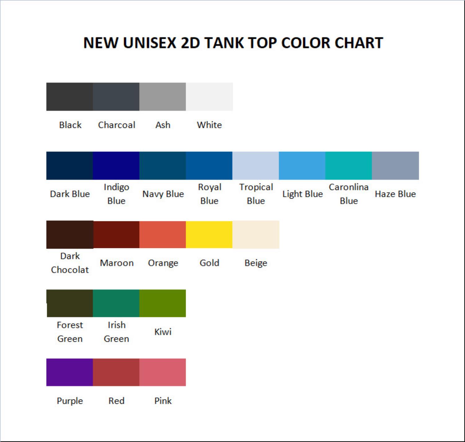 tank top color chart - Morbid Podcast Merch